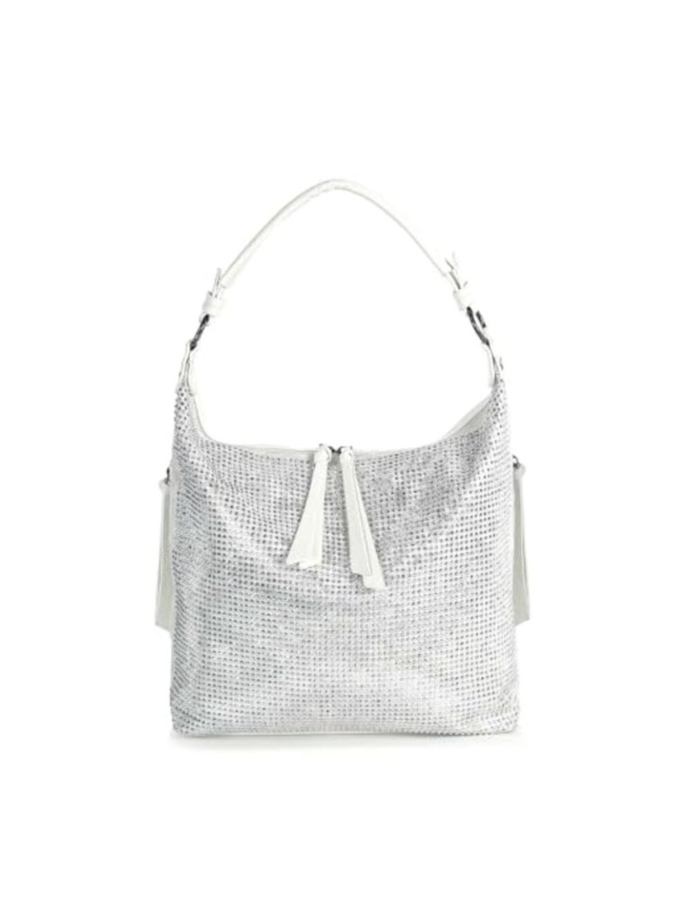 Rhinestone Hobo Handbag Faux Leather Shoulder Bag Detachable Crossbody